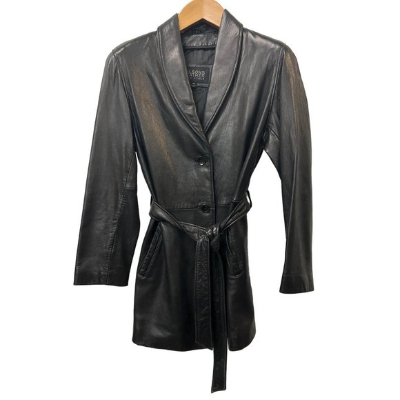 Wilson’s Leather Pelle Studio Genuine Leather Coat Parka Belted Jacket - Picture 1 of 12